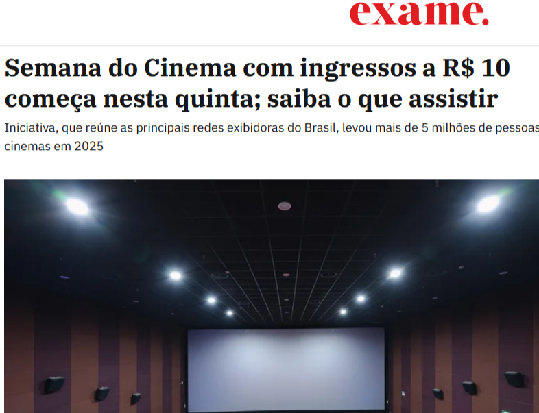Semana do Cinema com ingressos a R$ 10 começa nesta quinta; saiba o que assistir
