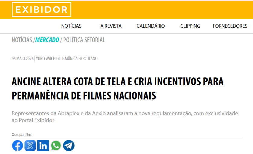ANCINE altera cota de tela e cria incentivos para permanência de filmes nacionais